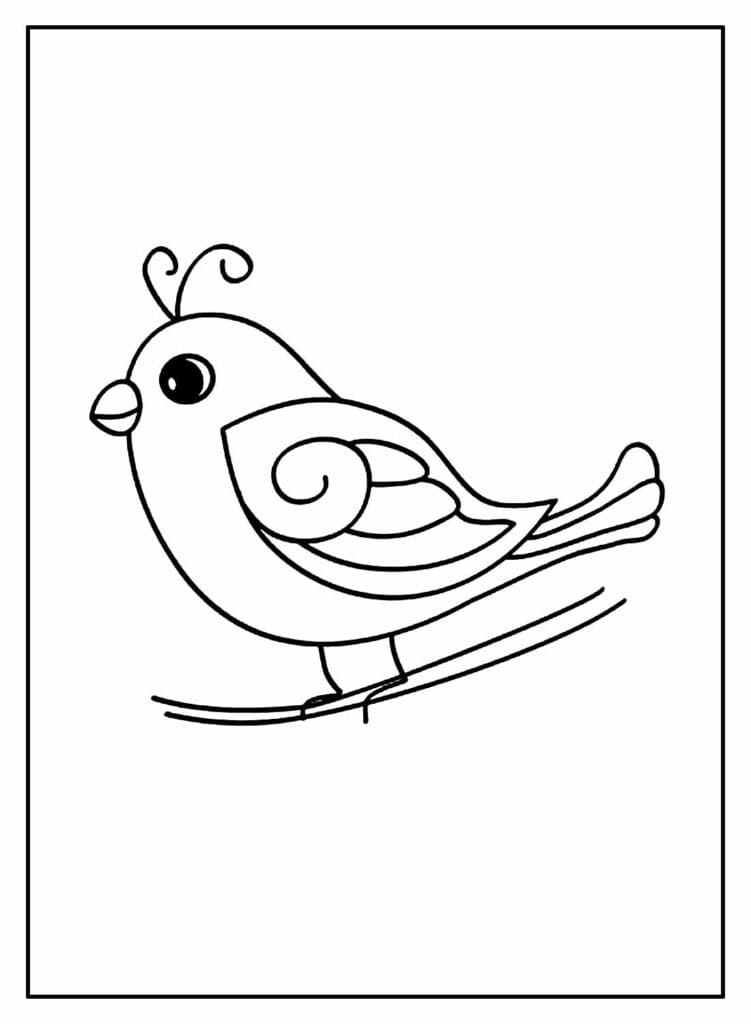 Desenho de Passarinho Sorridente para Colorir