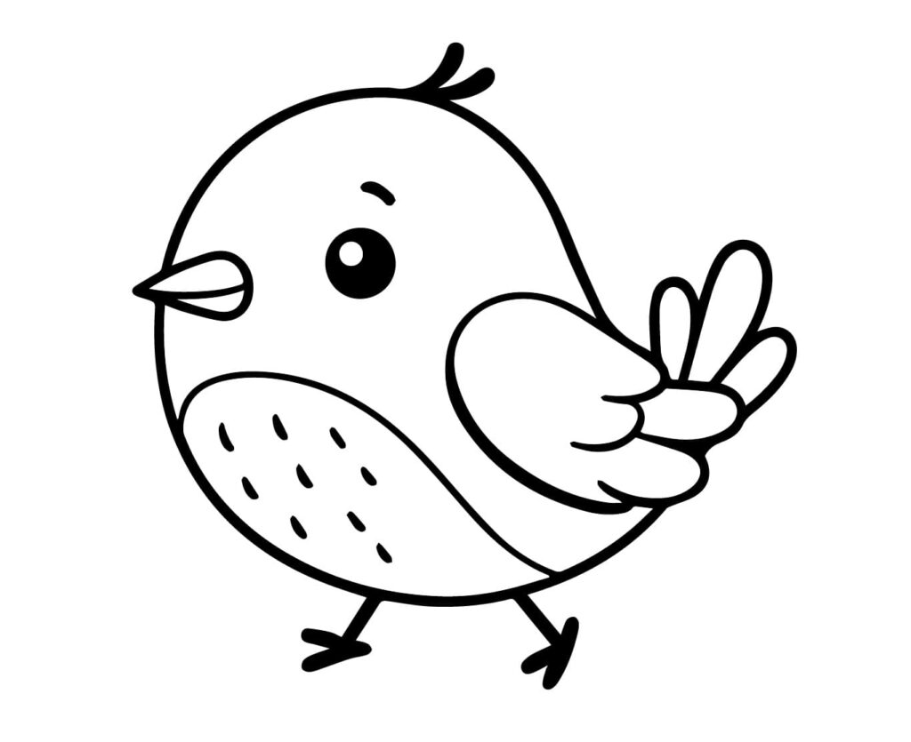 Desenho de um Passarinho Sorridente para Colorir