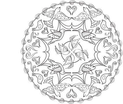 Desenho pássaro na árvore para Colorir
