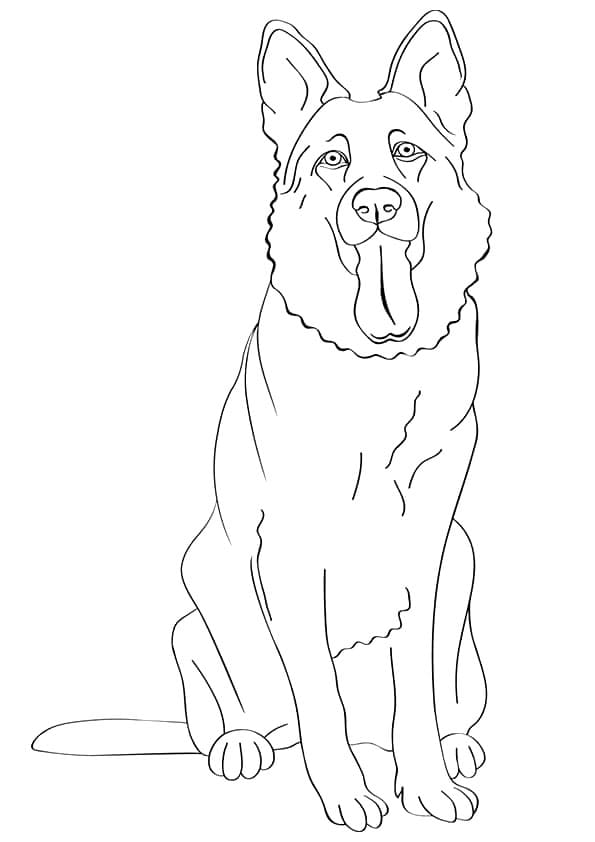 Desenho de Cachorro Pastor Alemão 3 para Colorir