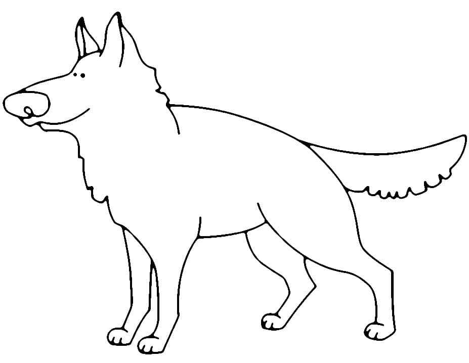 Desenho de Pastor Alemão Engraçado para Colorir