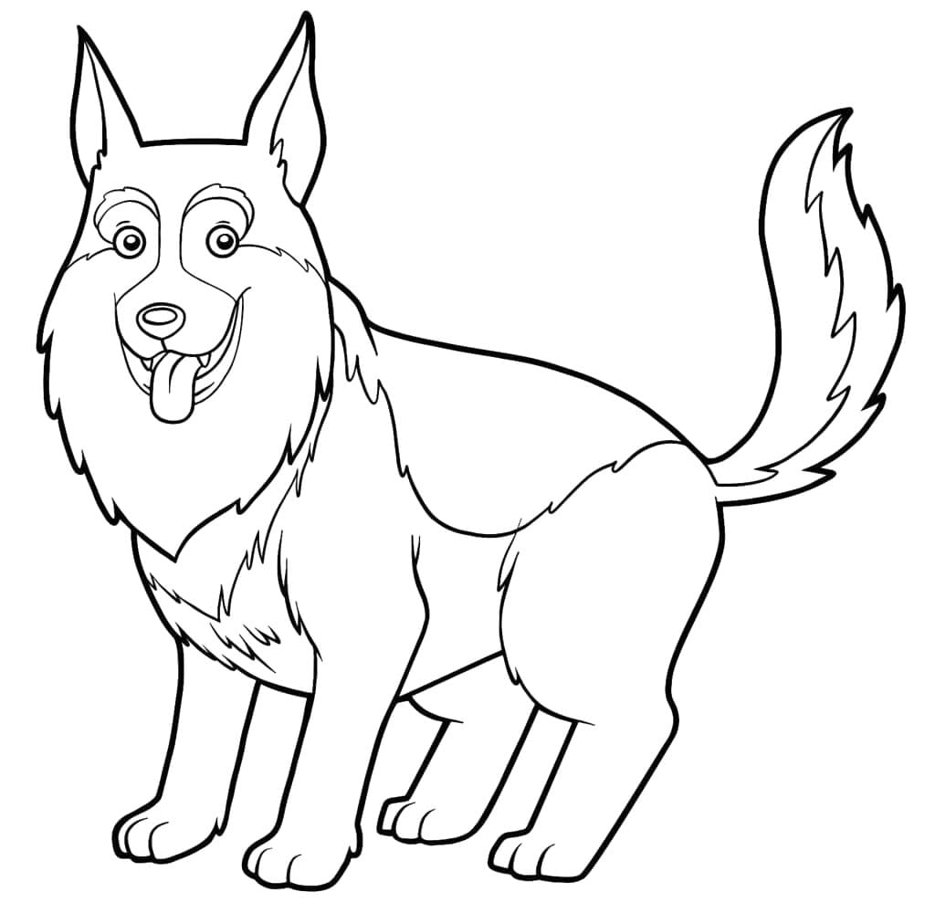 Desenho de Pastor Alemão Feliz para Colorir