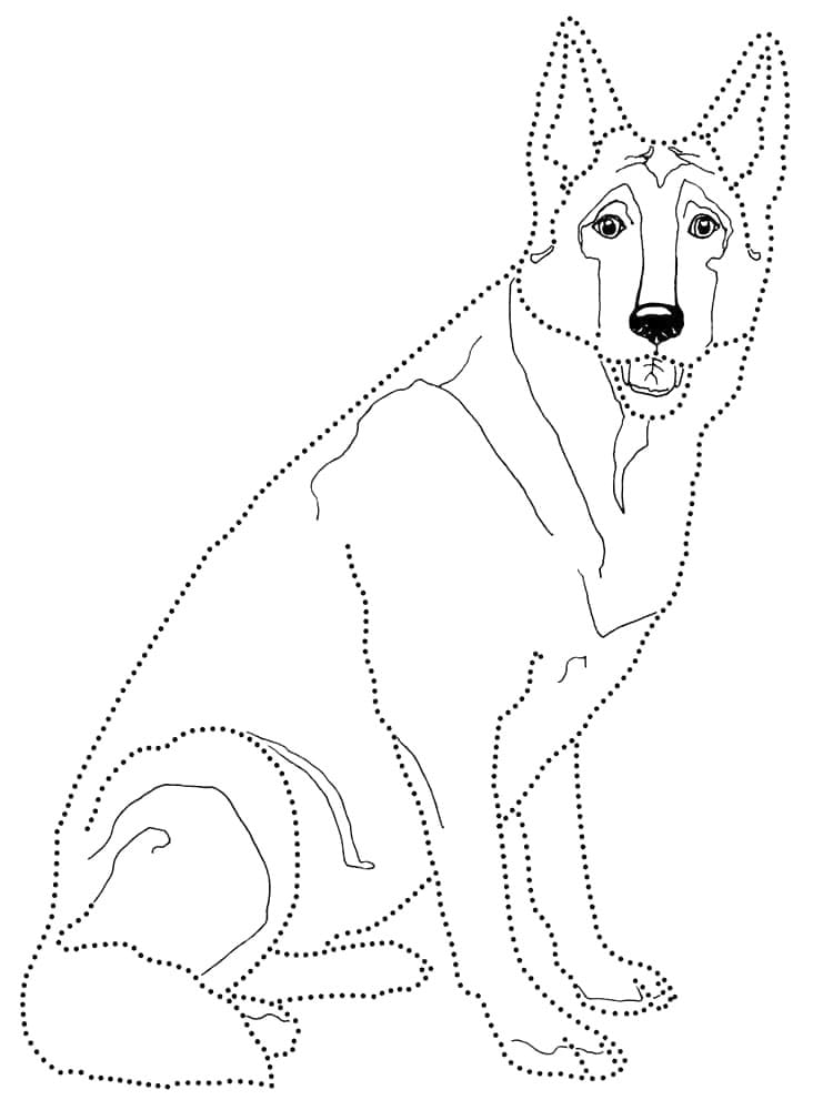 Desenho de um Pastor Alemão para Colorir