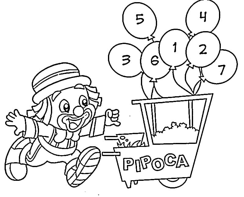 Desenho de Patati Patata e Carrinho de Pipocá para Crianças para Colorir