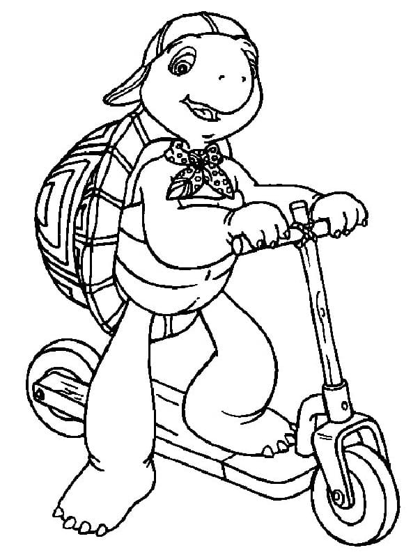 Desenho de Franklin no Patinete para Colorir