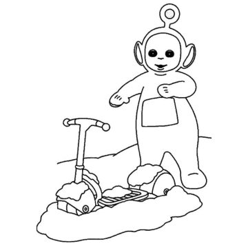 Desenho de Teletubbies com Patinete para Colorir