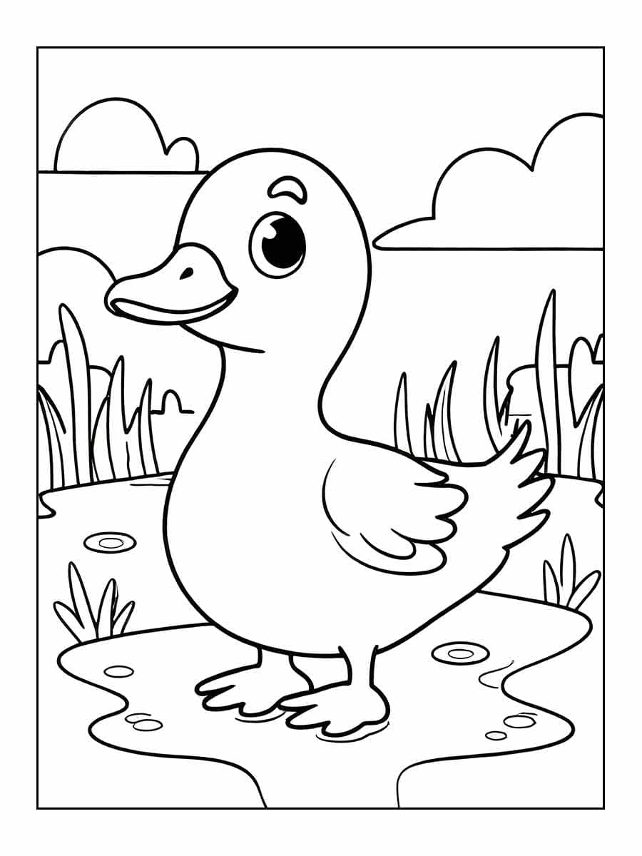 Desenhos de um Patinho Alegre para Colorir