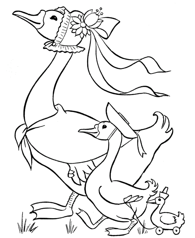 Desenho de Patinho Passeando no Jardim Grátis para Colorir