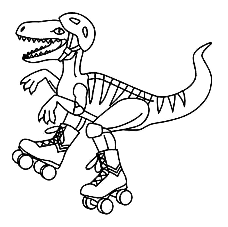 Desenho de Dinossauro em Patins para Colorir