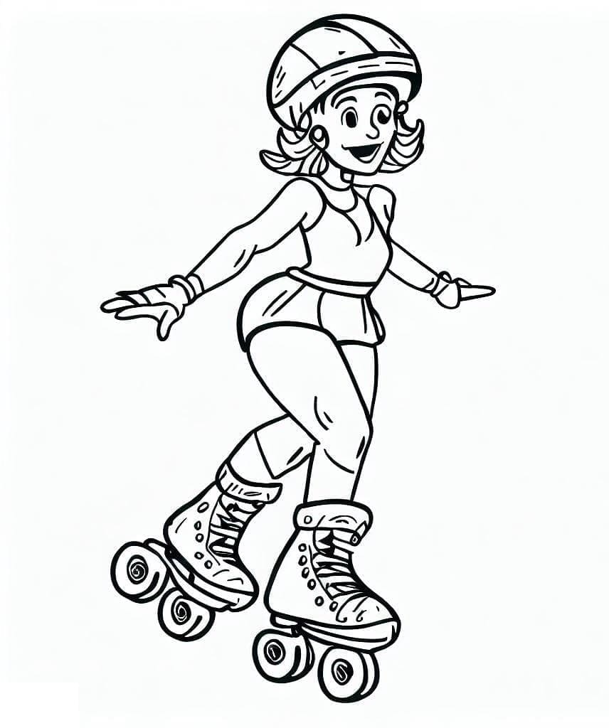 Desenho de Garota de Patins para Colorir