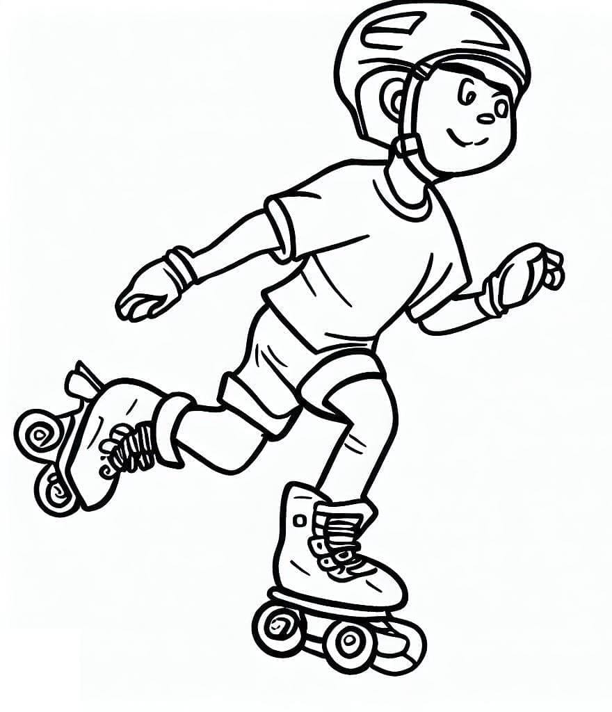 Desenho de Menino de Patins para Colorir
