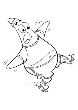 Desenho de Patrick Estrela em Patins para Colorir