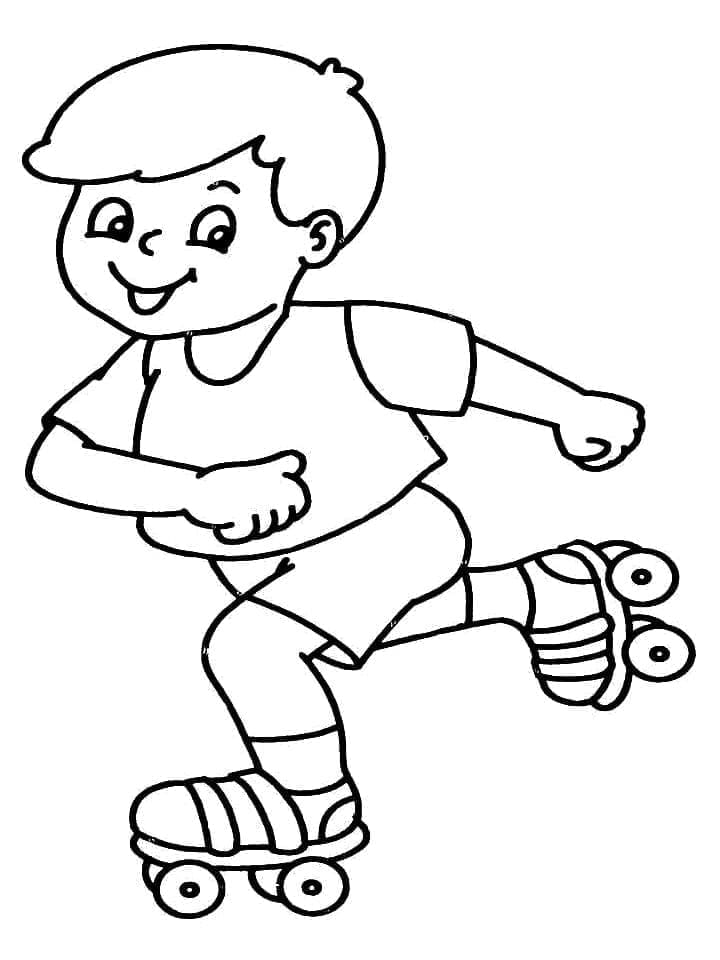 Desenho de um Menino de Patins para Colorir