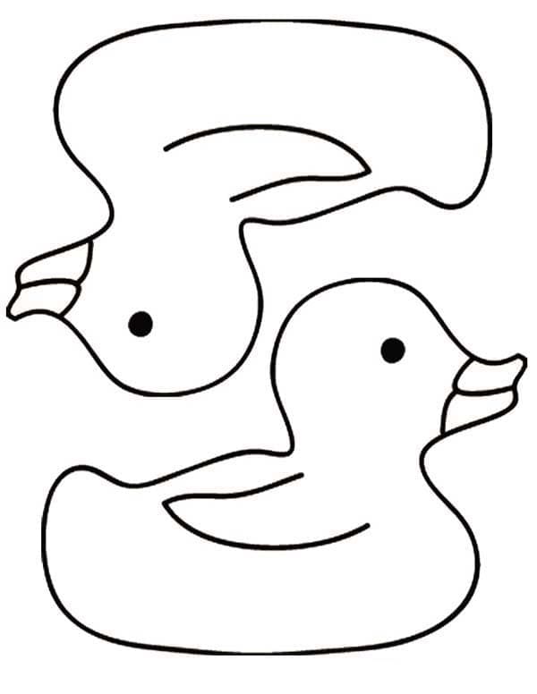 Desenho de Dois Patos de Borracha para Colorir