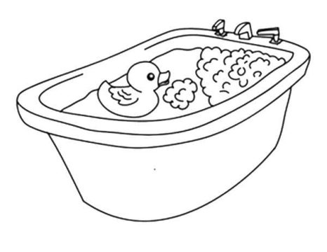 Desenho de Pato de Borracha no Banho para Colorir