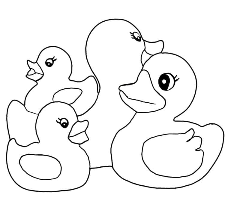 Desenho de Patos de Borracha para Colorir
