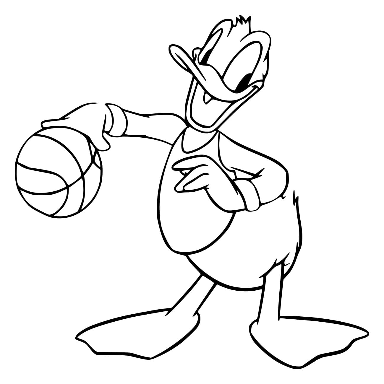 Desenho de Donald Jogando Basquete para Colorir