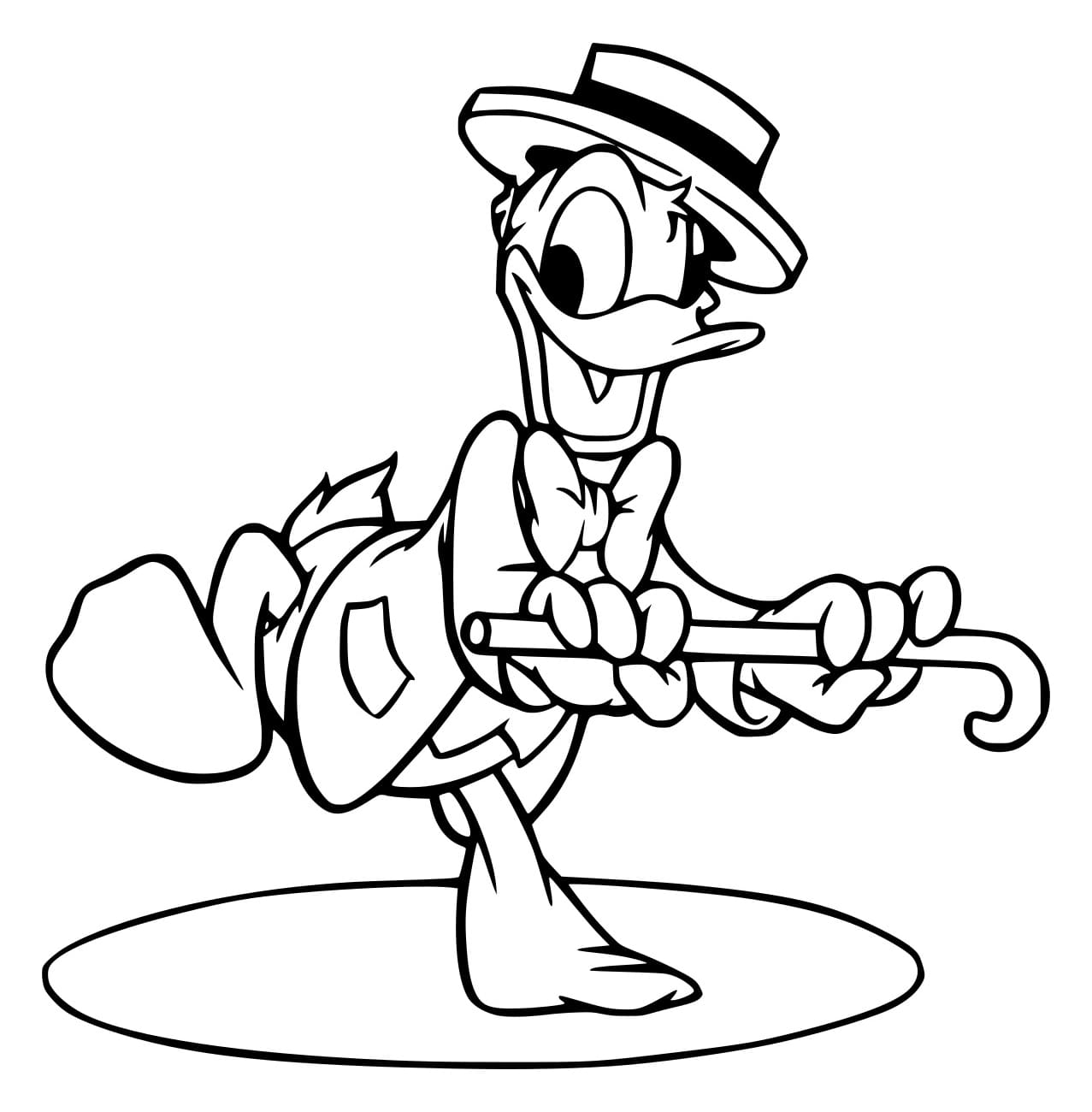 Desenho de Donald Segurá uma Bengala para Colorir