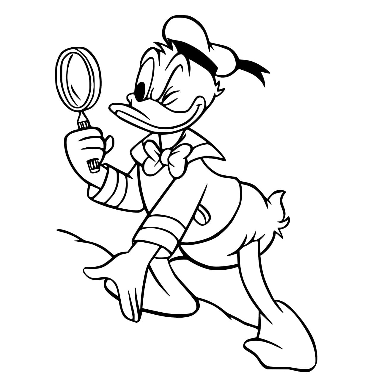 Desenho de Donald Segurá uma Lupa para Colorir