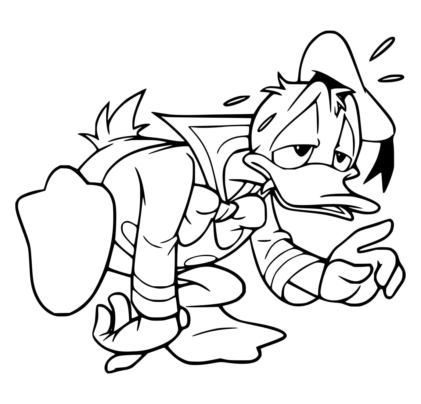 Desenho de Pato Donald Exausto para Colorir