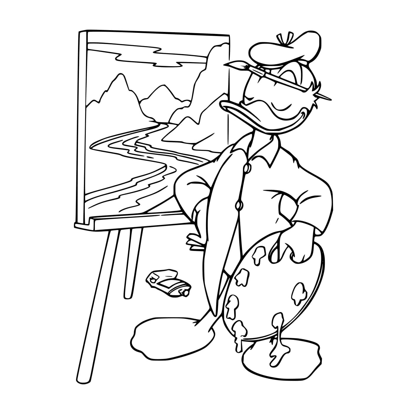 Desenho de Pintor Donald para Colorir