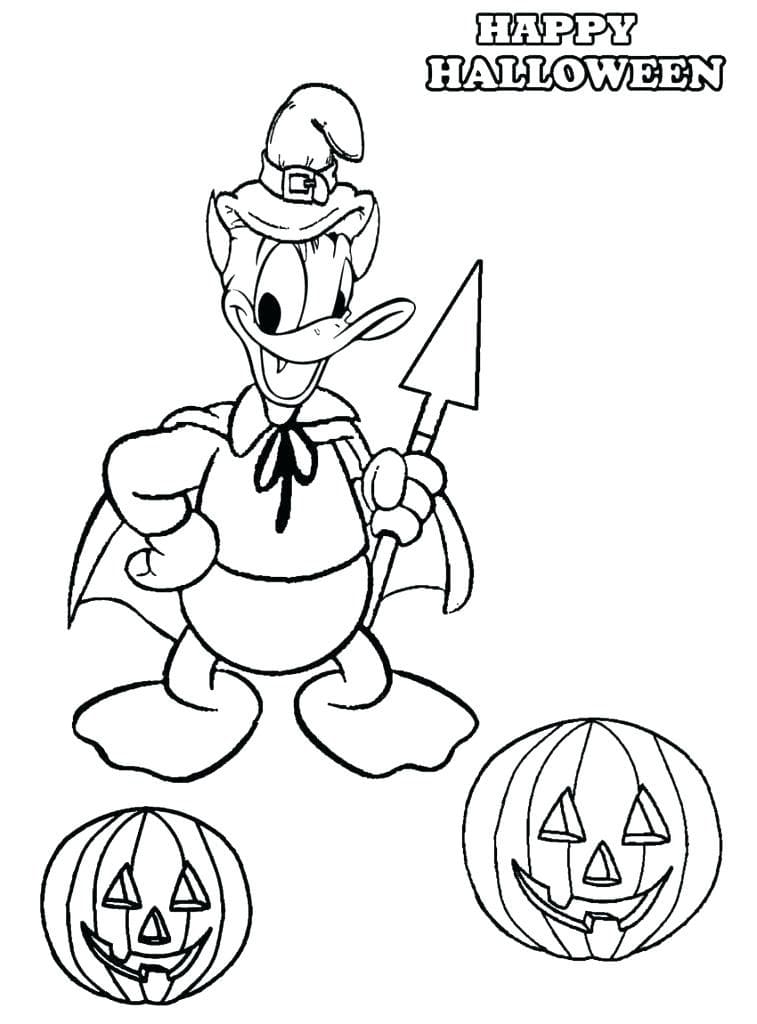 Desenho Donald com Abóboras para Colorir