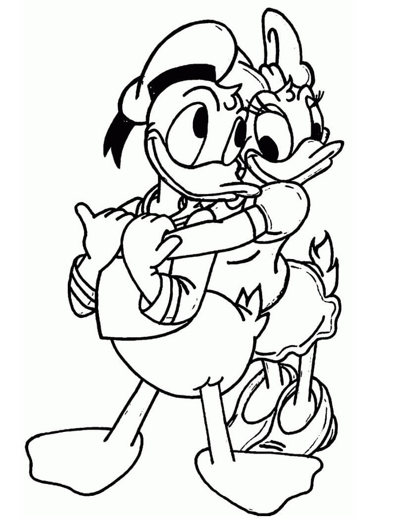 Desenho Donald e Daisy para Colorir