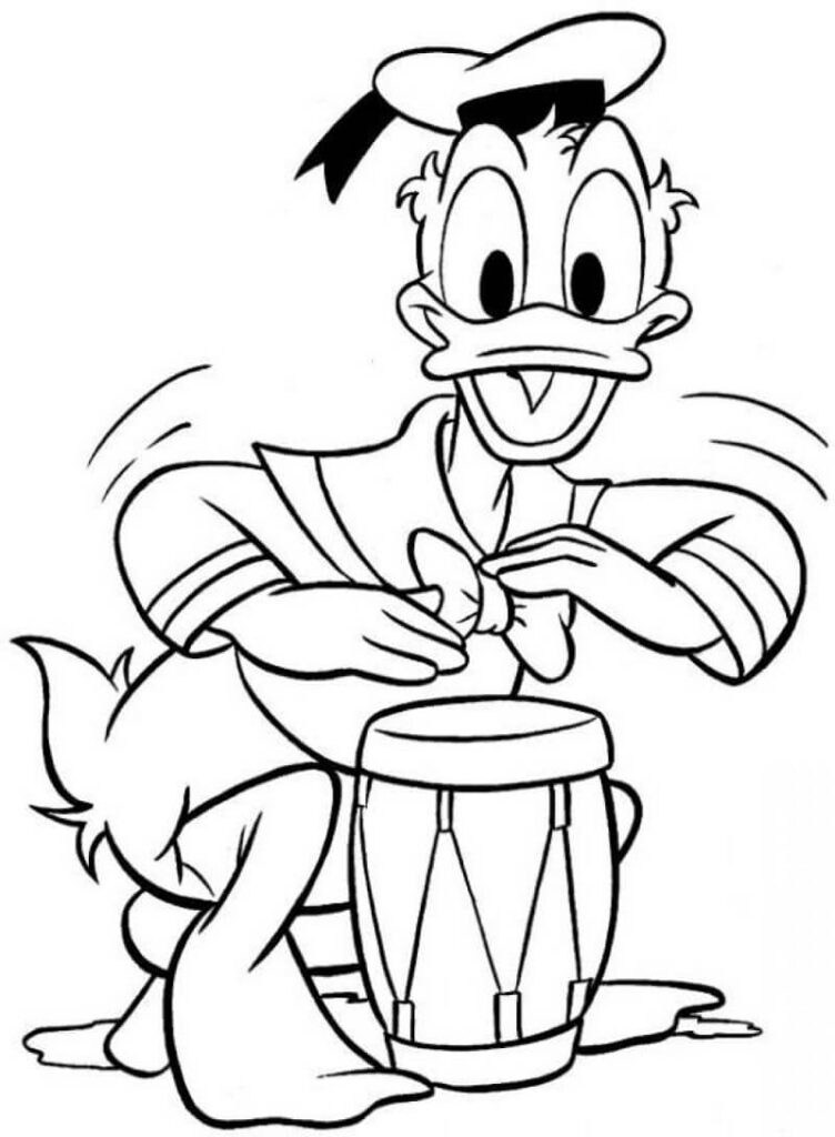 Desenho Donald Tocando um Tambor Africano para Colorir
