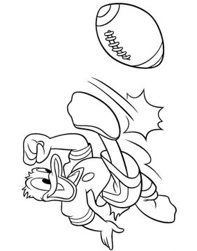 Desenho Pato Donald Jogando Futebol para Colorir