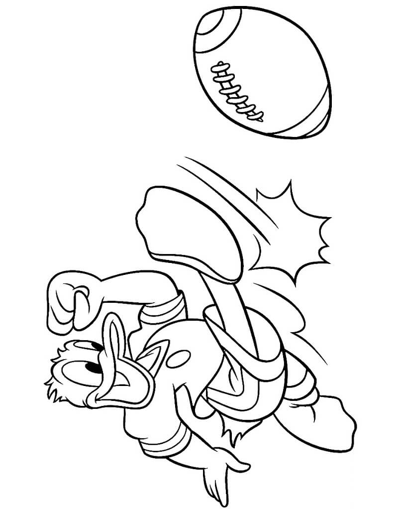 Desenho Pato Donald Jogando Futebol para Colorir