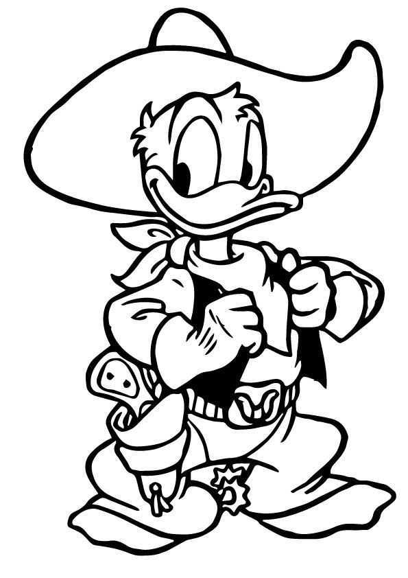 Desenho Pato Donald no Faroeste para Colorir