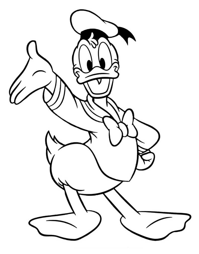 Desenho Pato Donald Sorridente para Colorir