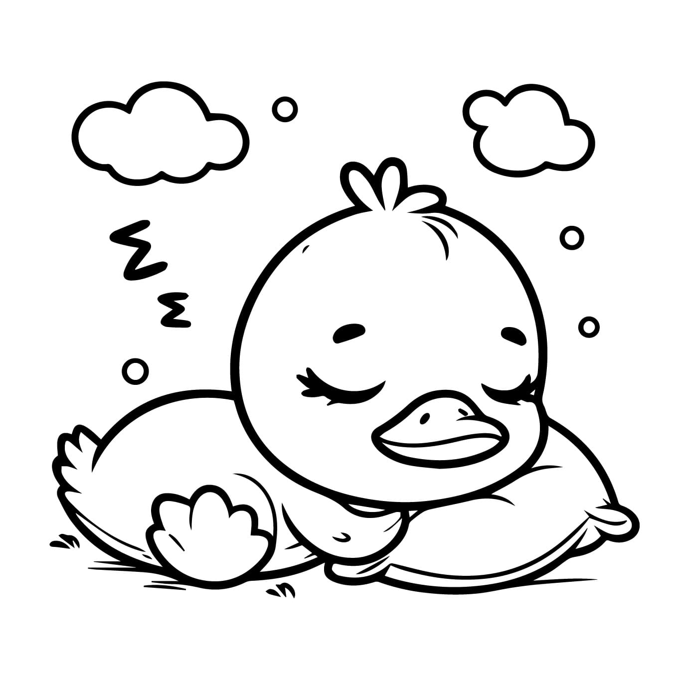 Desenho de Pato Dormindo para Colorir