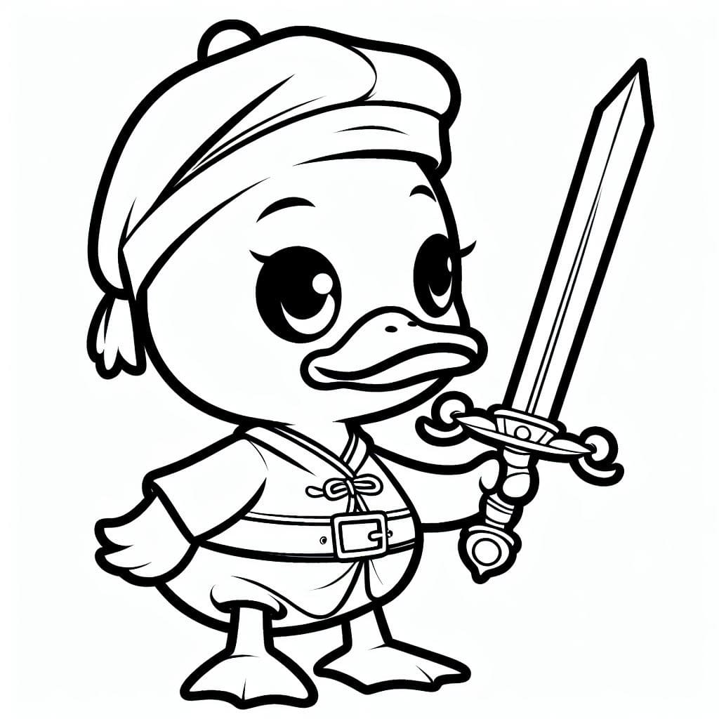 Desenho de Pato e Espada para Colorir