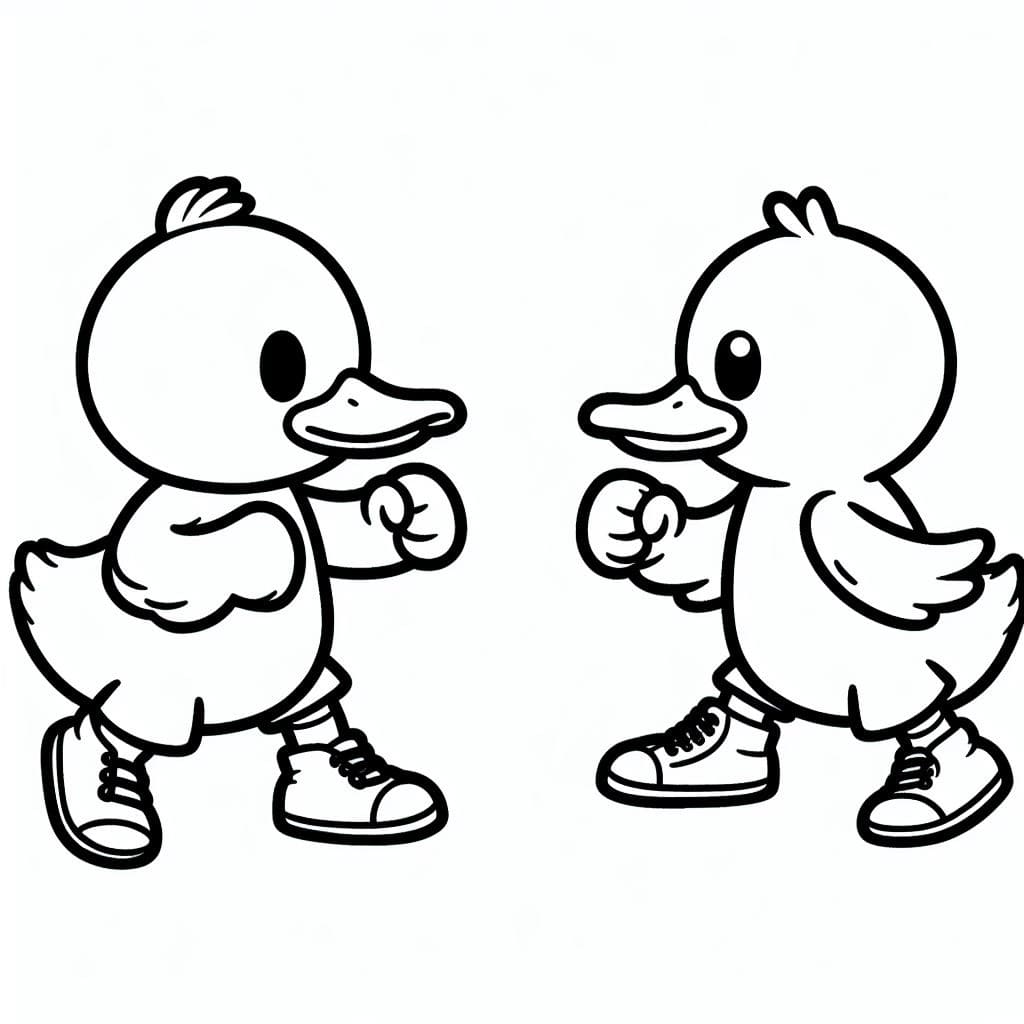 Desenho de Patos Lutando para Colorir