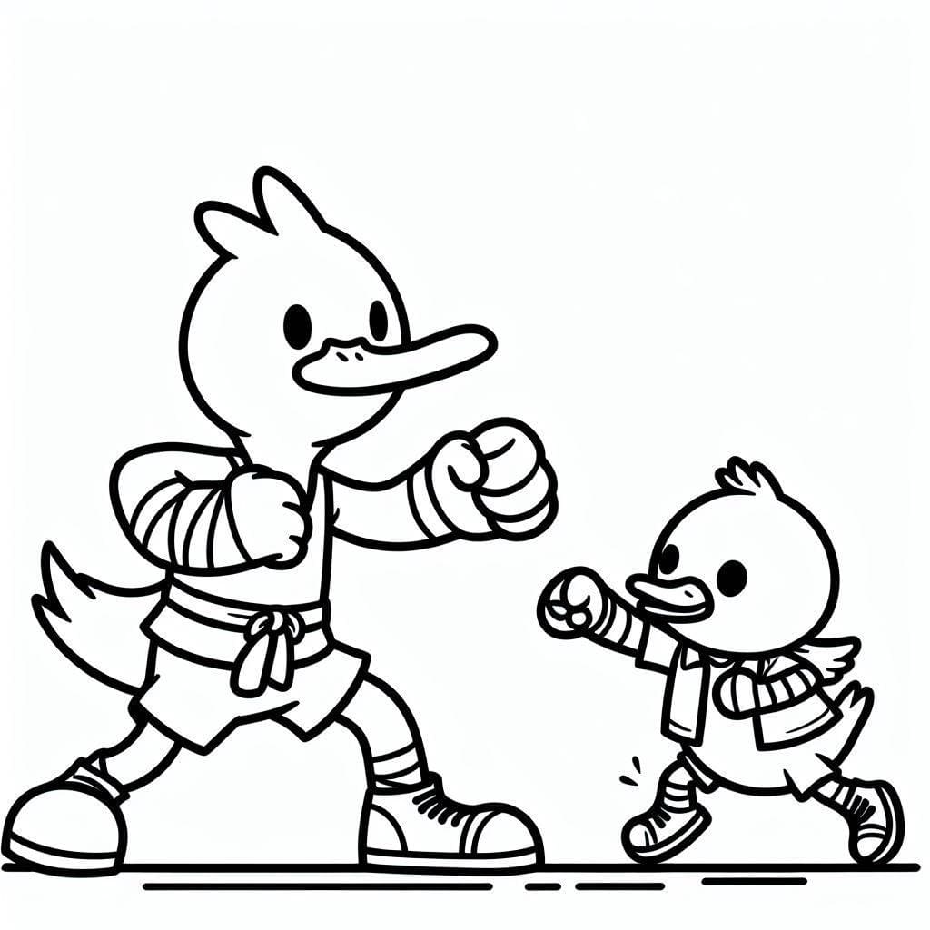 Desenho de Patos de Caratê para Colorir