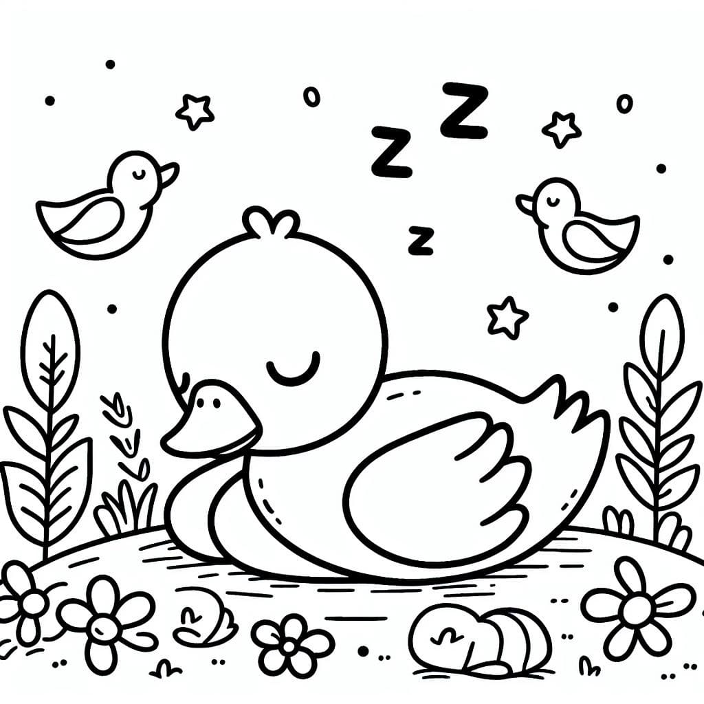 Desenho de um Pato Dormindo para Colorir