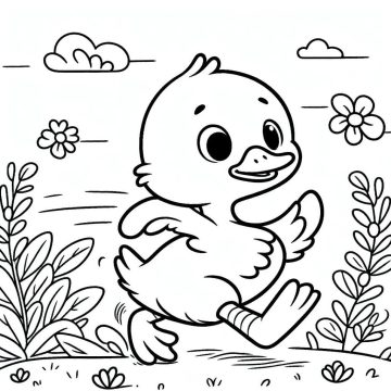 Desenho de Um Pato está Correndo para Colorir