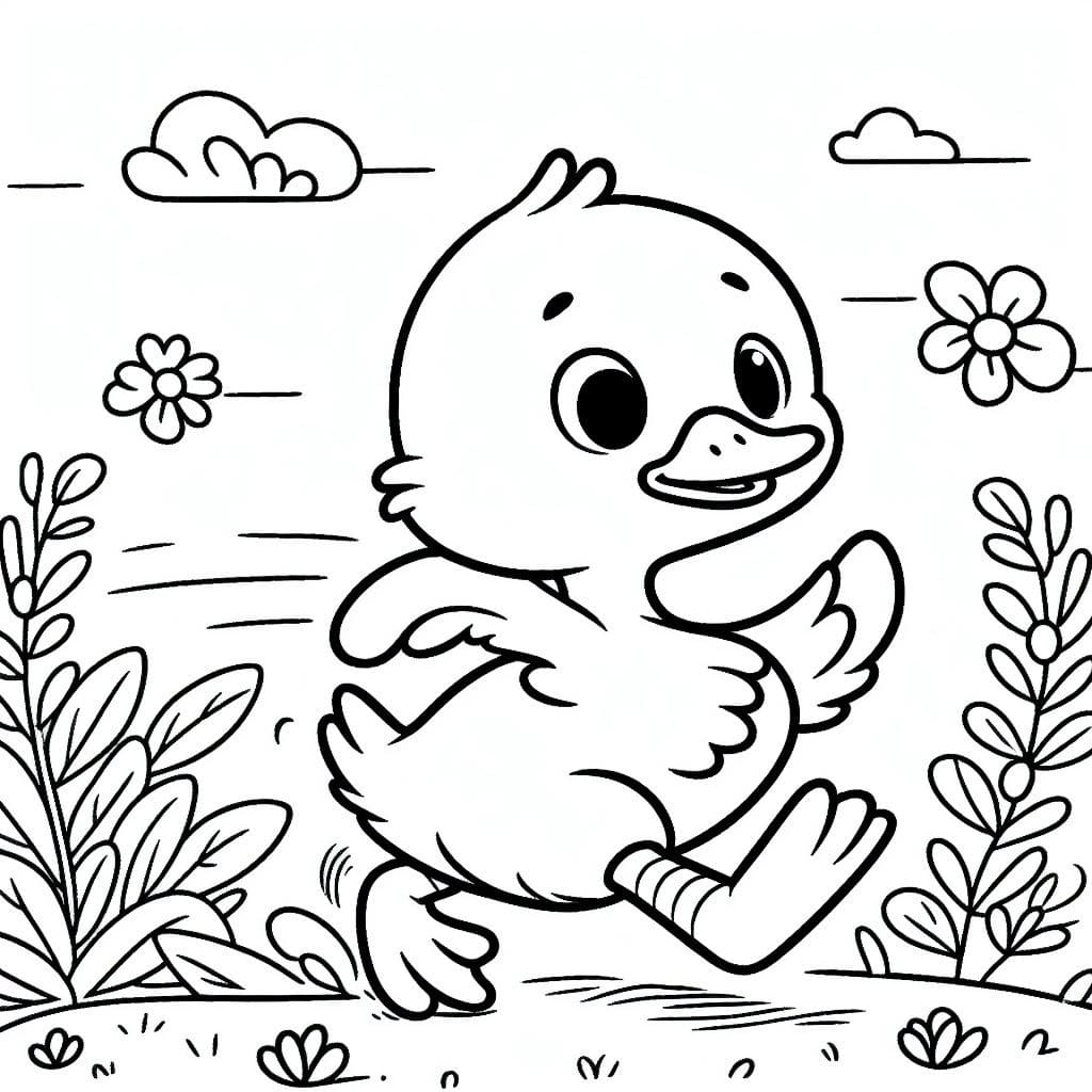 Desenho de um Pato Está Correndo para Colorir