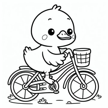 Desenho de Um Pato na Bicicleta para Colorir