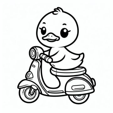Desenho de Um Pato na Moto para Colorir
