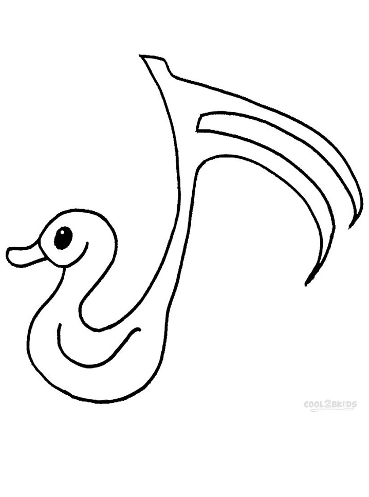Desenho de Notá Musical em Formá de Pato para Colorir