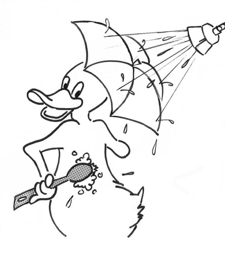 Desenho de Pato de Banho para Colorir