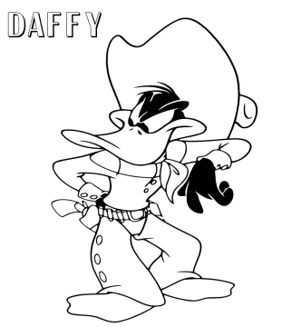 Desenho de Patolino no Faroeste para Colorir grátis