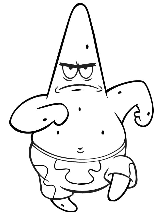 Desenho Patrick Estrelá Está com Raiva para Colorir