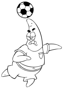 Desenho Patrick Estrela Jogando Futebol para Colorir