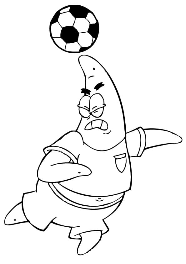 Desenho Patrick Estrelá Jogando Futebol para Colorir