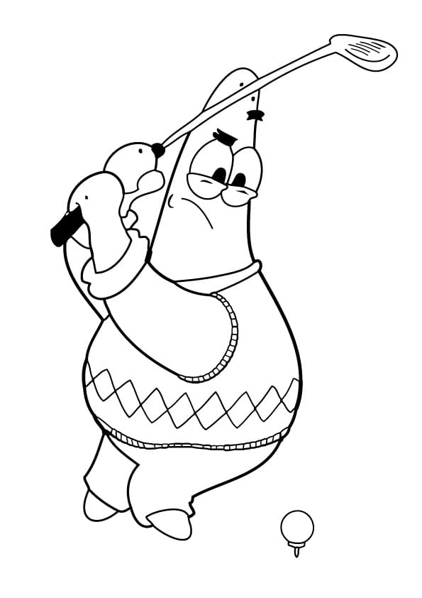 Desenho Patrick Estrelá Jogando Golfe para Colorir