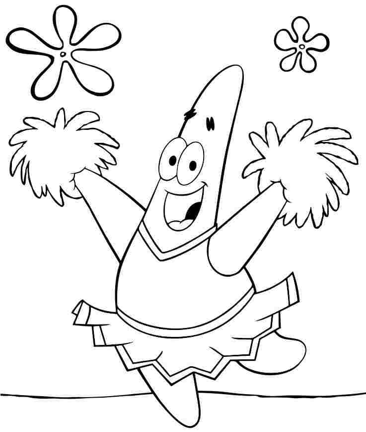 Desenho Patrick Estrelá o Líder de Torcida para Colorir