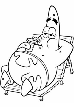 Desenho Patrick Estrela Relaxando para Colorir